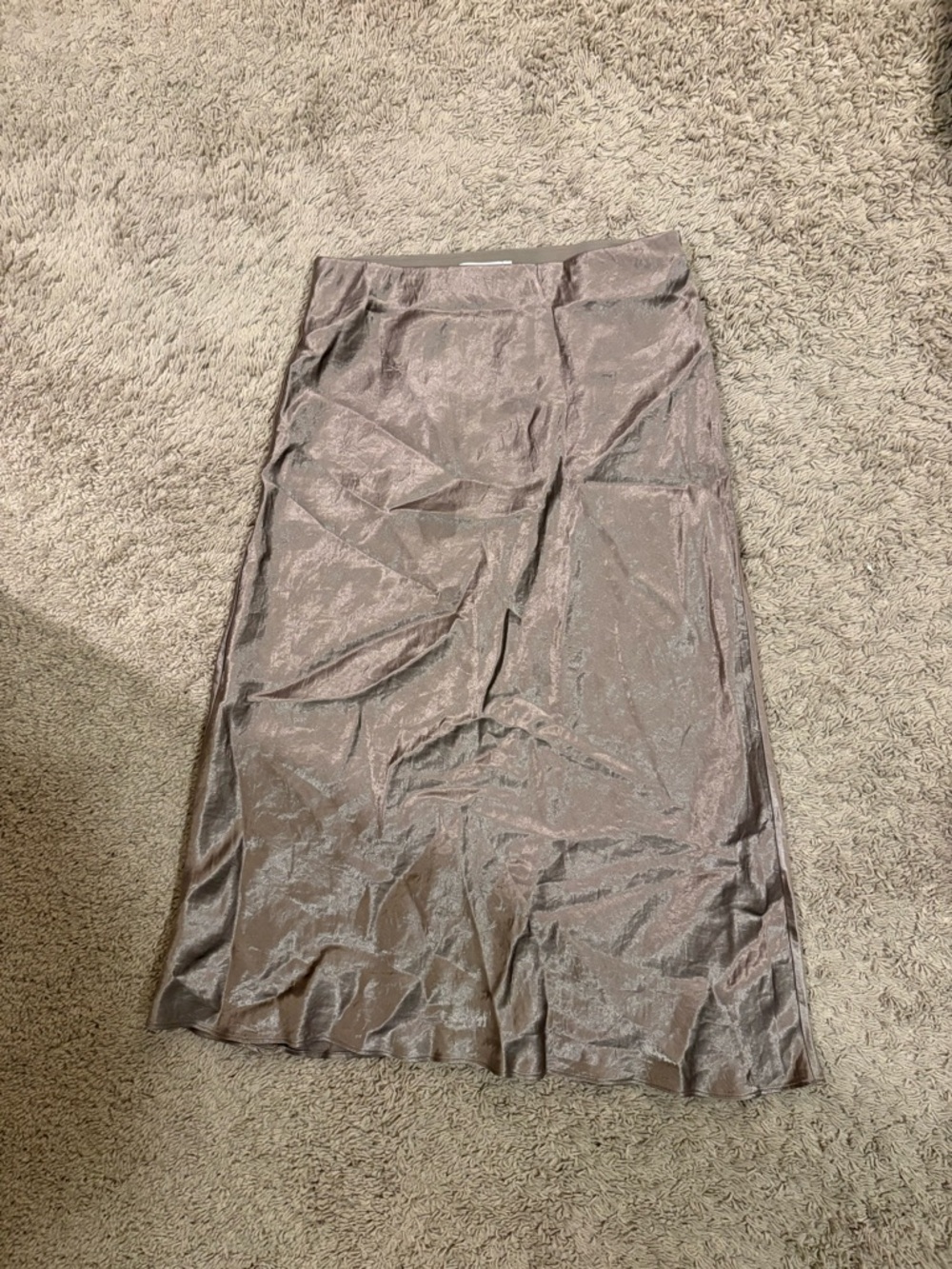 NWOT Babaton Metallic Taupe Satin Midi Skirt Size 4 - Picture 4 of 8